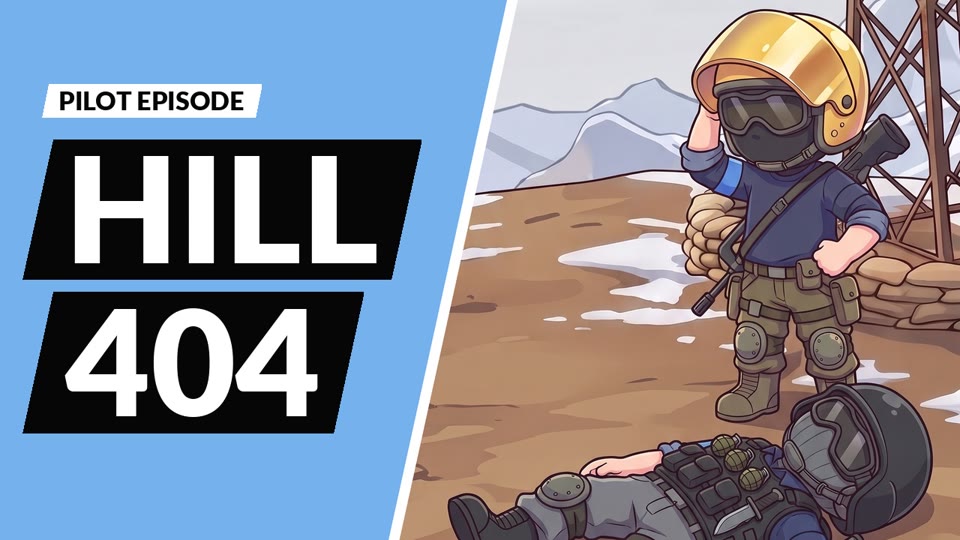 Pilot episode: Hill 404. Buck scratches his gold helmet over a flattened Patch.